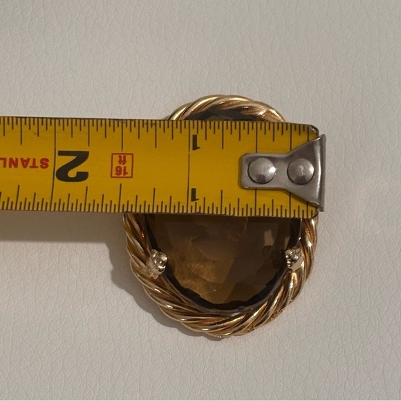 Vintage topaz Faceted Glass Oval Intaglio Ring - Picture 9 of 12